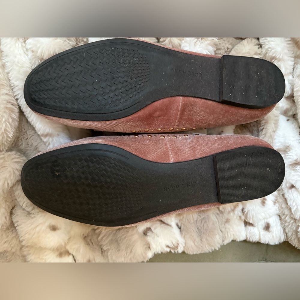 Cole Haan Grand OS Blush Velvet Loafers with Studded Bow Style Tali worn once - Picture 9 of 9